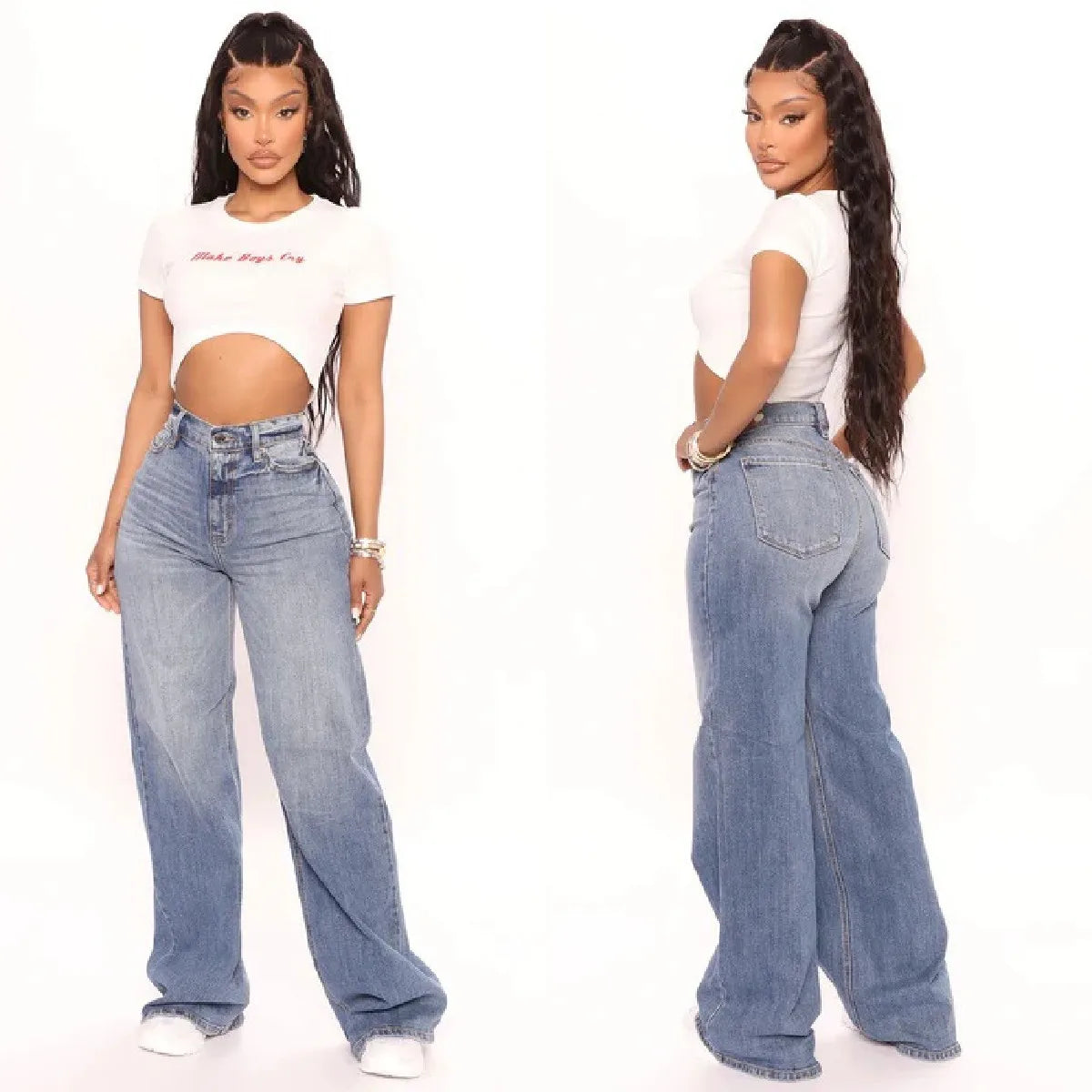 Wide Leg Denim Jeans