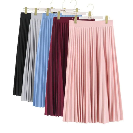 High Waist Pleated  Elastic Skirt