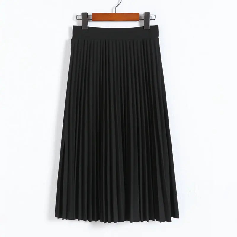 High Waist Pleated  Elastic Skirt