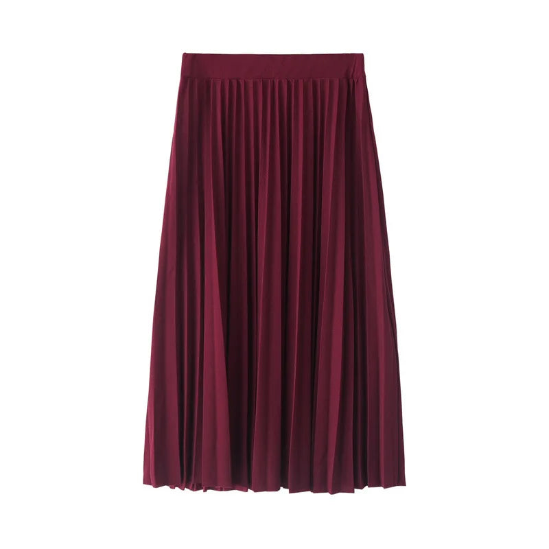 High Waist Pleated  Elastic Skirt