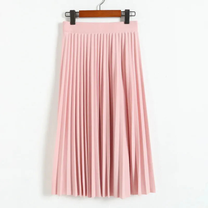 High Waist Pleated  Elastic Skirt