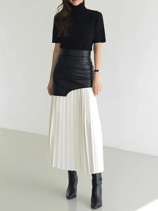 Patchwork Leather Skirt