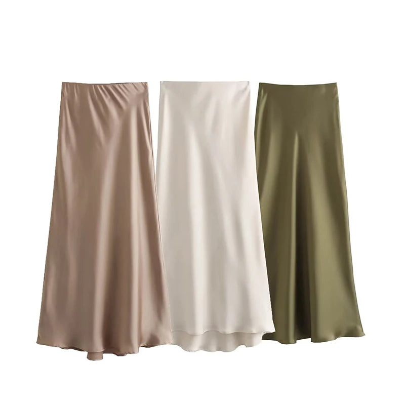 Satin Midi Skirt