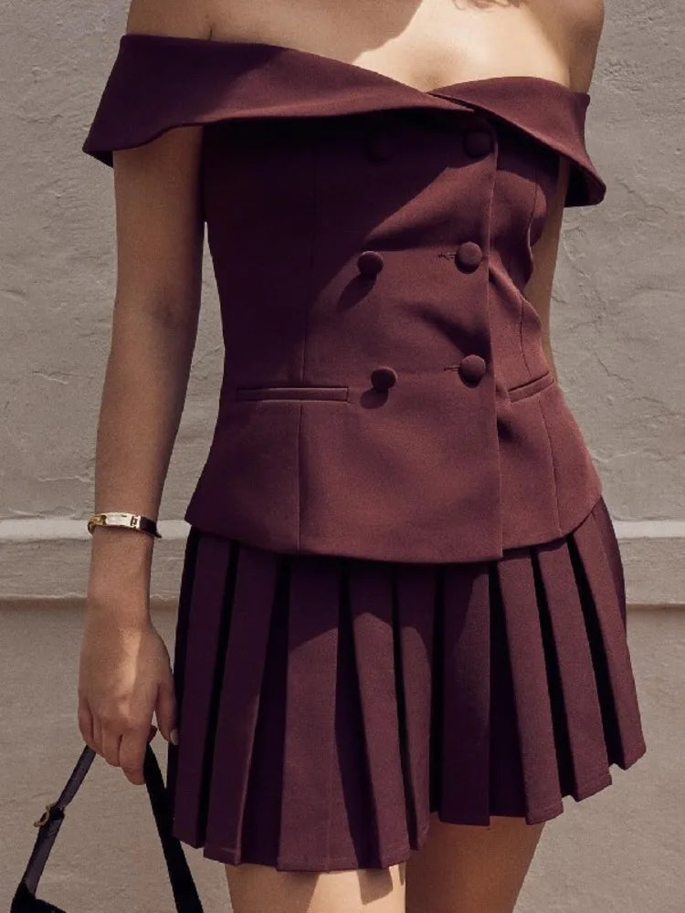 Pleated Mini Skirt Coord