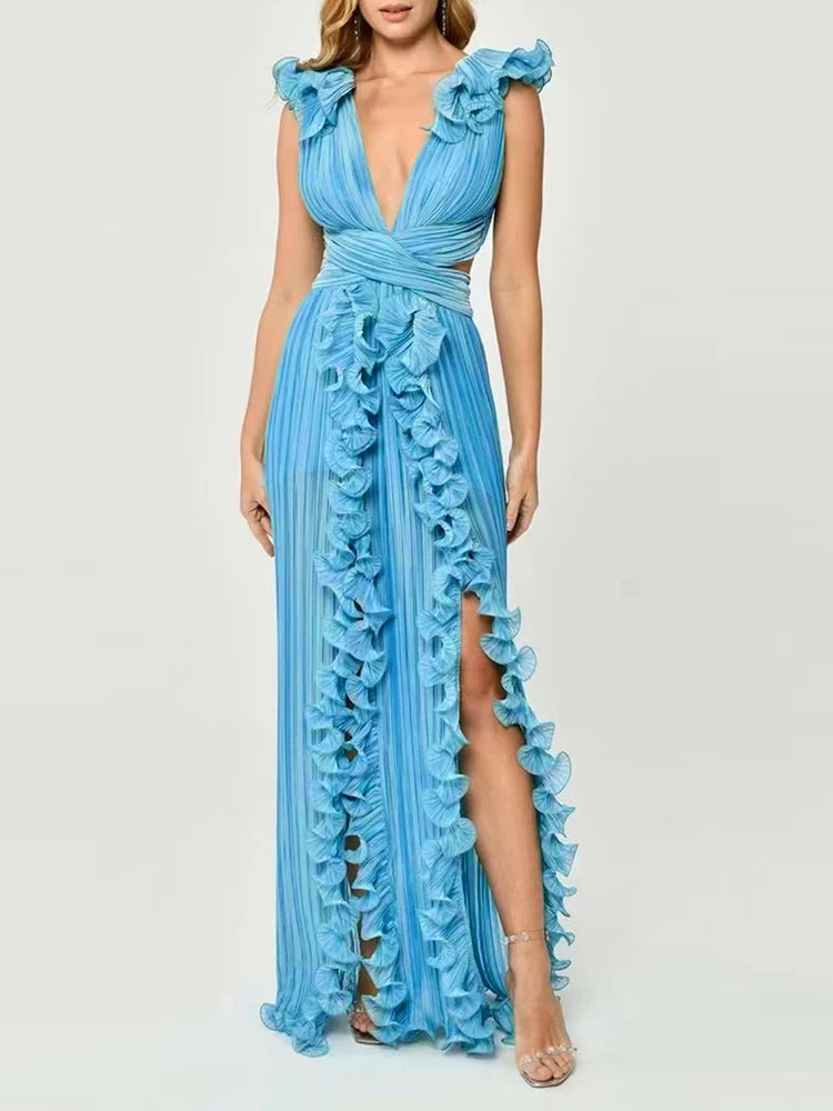 Ruffles Elegant Split Dress