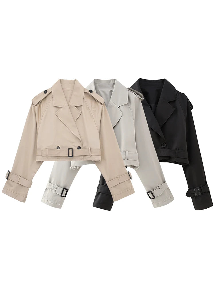 Belted Crop Trench Jacket