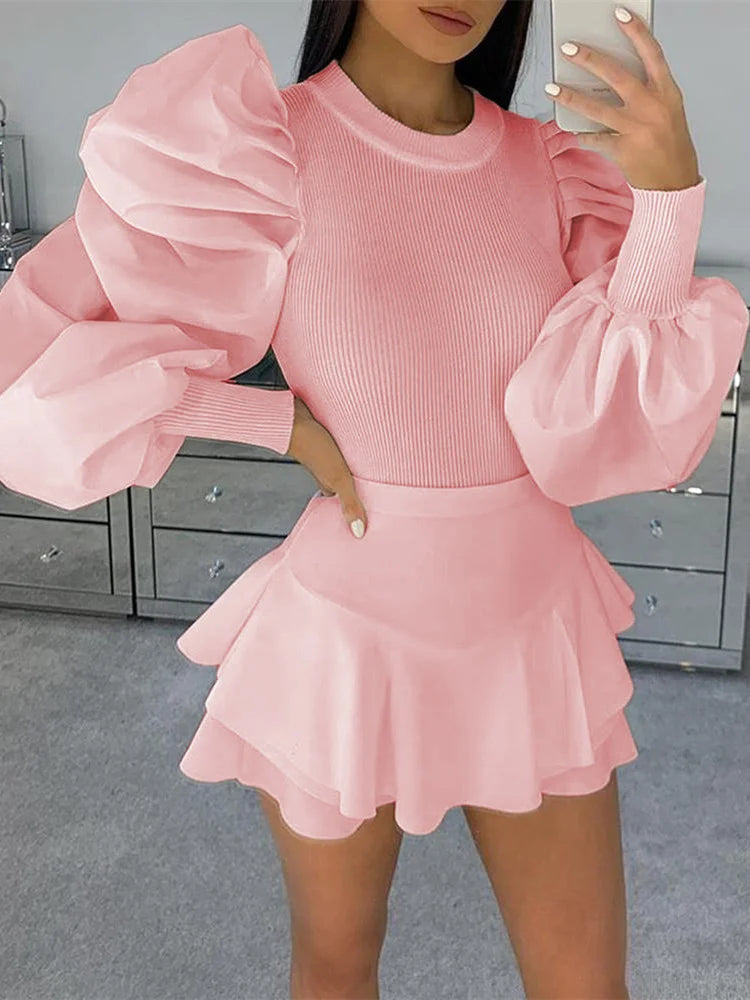 Long Puff Sleeve Blouse