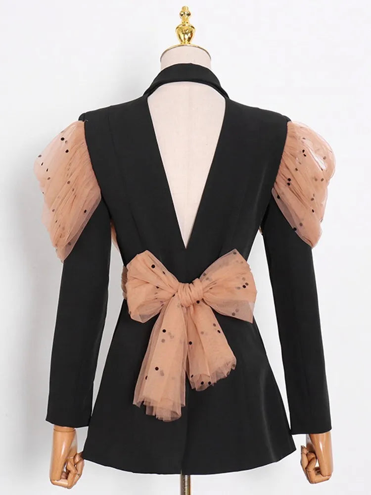 Mesh Bow-knot Blazer