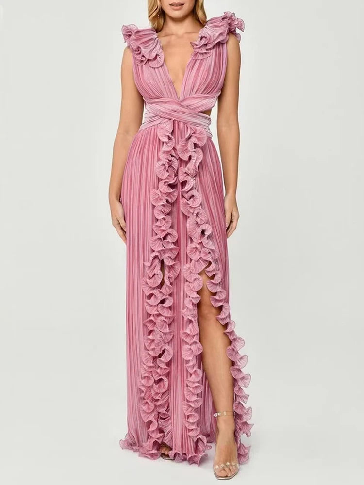 Ruffles Elegant Split Dress