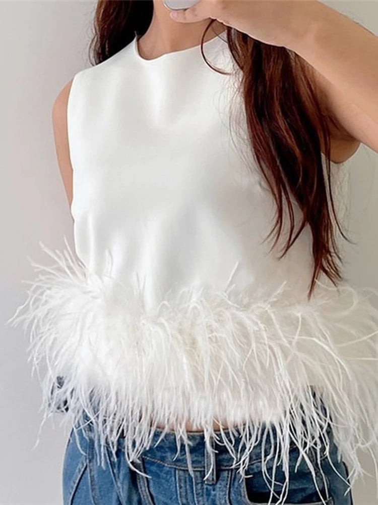 Feather Detail Fashion Top