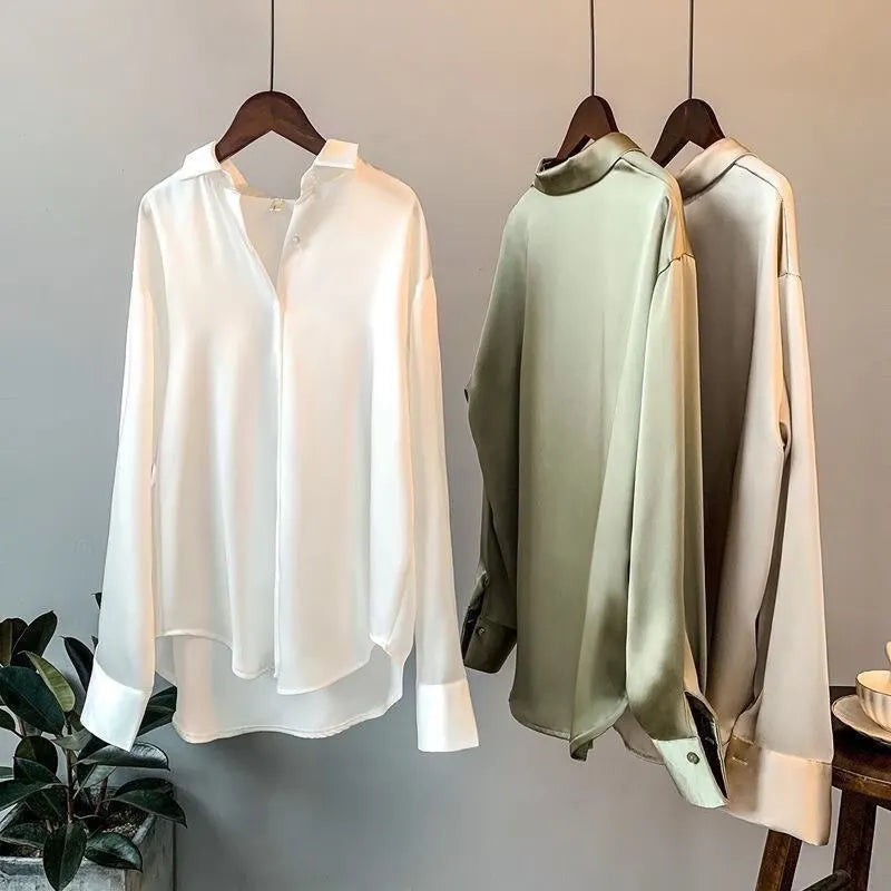 Long Sleeve Satin Blouse