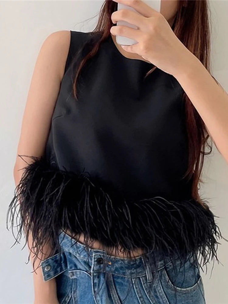 Feather Detail Fashion Top