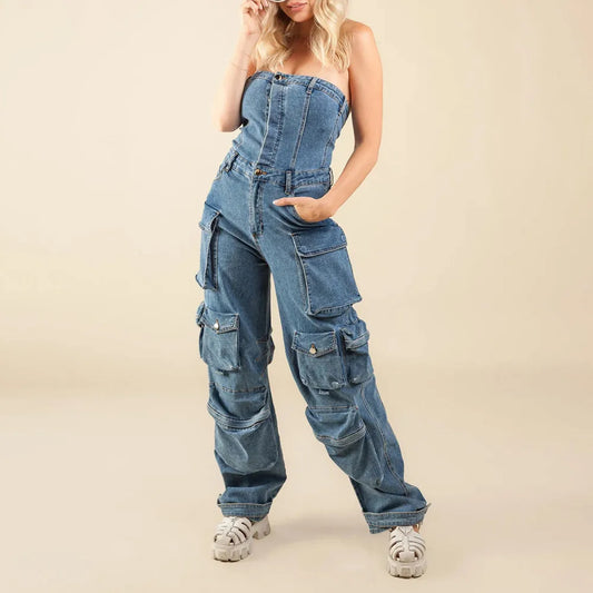 Strapless Denim Jumpsuit