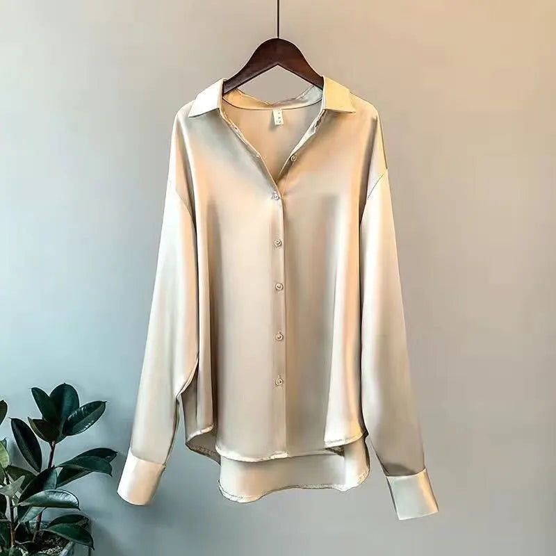 Long Sleeve Satin Blouse