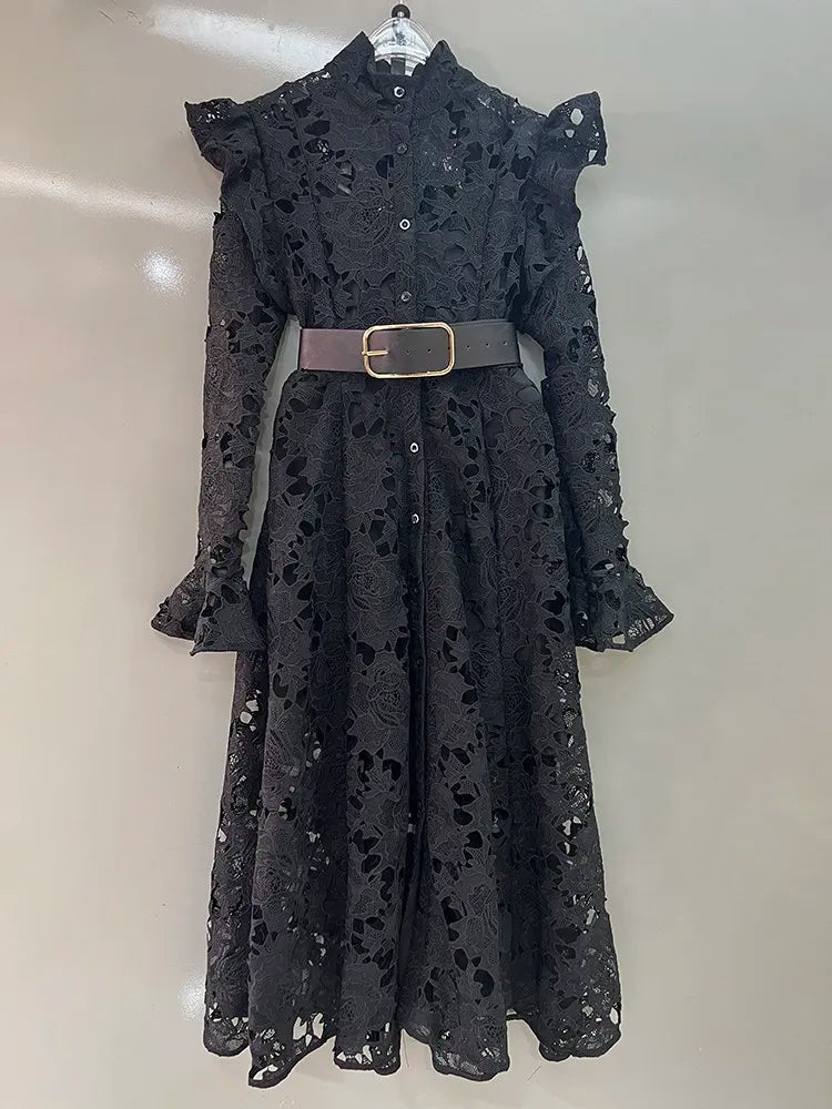 Flare Sleeve Lace Dress