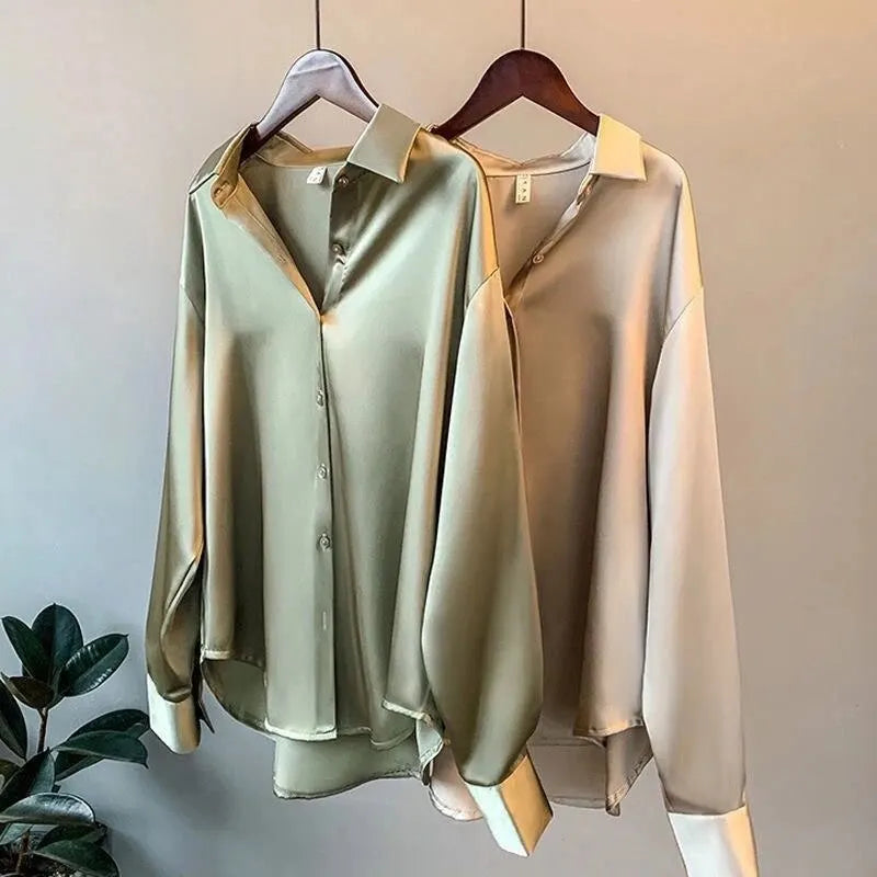 Long Sleeve Satin Blouse