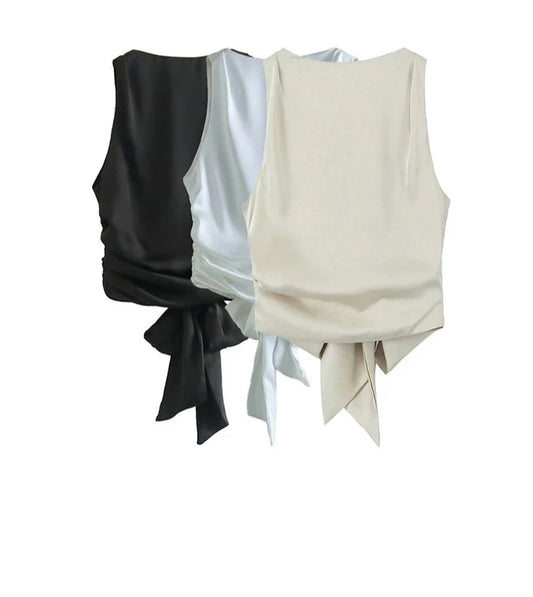 Ruched tie-back top