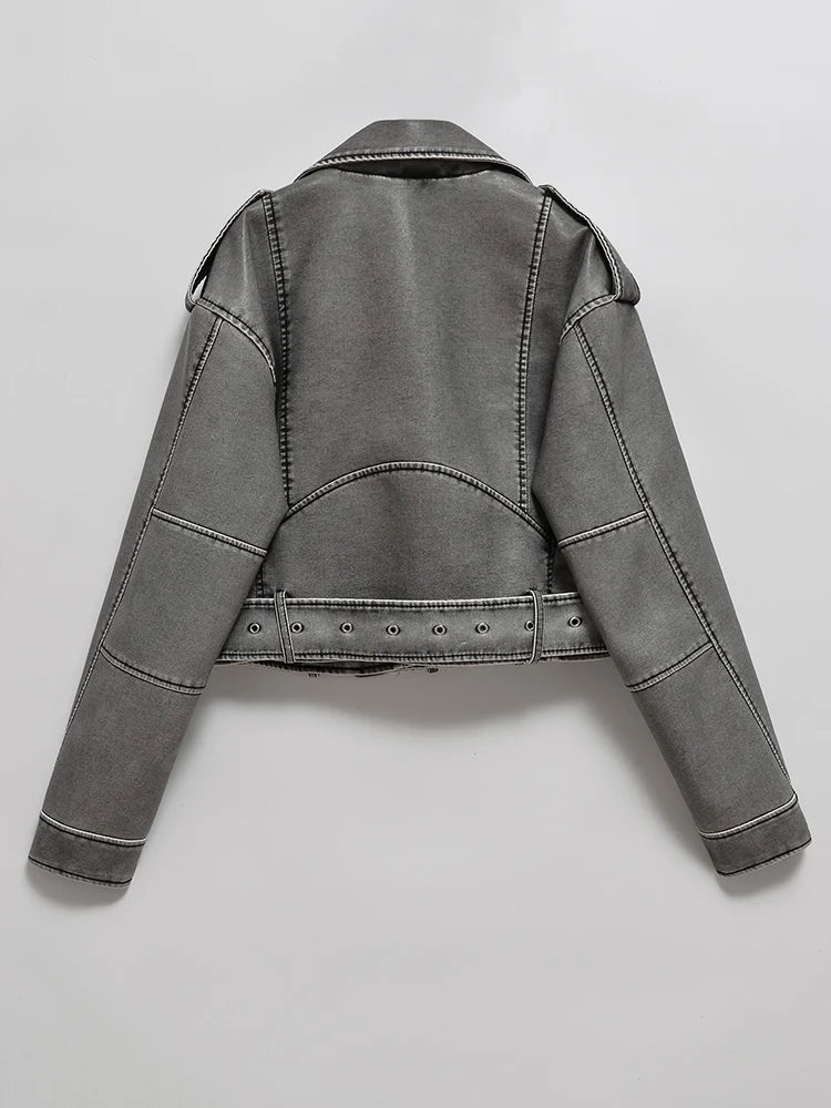 Faux Leather Crop Jacket